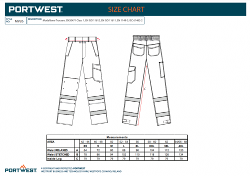 Pantaloni Hi-Vis, galben/navy, tall, Modaflame, Portwest
